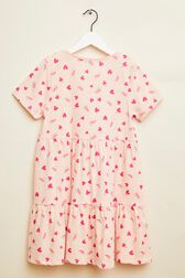Robe courte fille motif coeur et pastèque Rose vue de dos