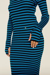 Robe longue chaussette rayée femme Raye noir/bleu de prusse vue de détail 2