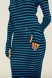 Robe longue chaussette rayée femme Raye noir/bleu de prusse vue de détail 2