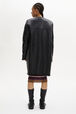 Straight-Cut Reversible Coat In Leather And Shearling Black back worn view