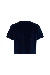 Short-Sleeved Velvet T-Shirt Blue duck back view