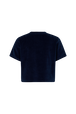 Short-sleeved velvet T-shirt Blue duck back view