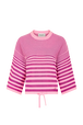 Pull rayé court col rond à manches courtes Rayures pink/violet vue de face