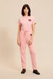 Women Mouth Print Jogging Pants Pink front worn view