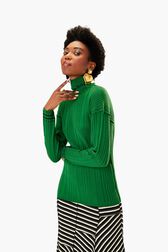 "SR" Black Turtleneck Sweater Green details view 2