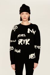 Pull grunge laine logo Sonia Rykiel femme Noir vue portée de face