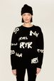 Women Sonia Rykiel logo Wool Grunge Sweater Black front worn view