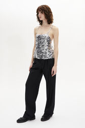 Top à bretelles sequins femme Argent vue de détail 1
