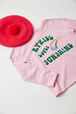 Long-Sleeved Oversized Printed Girl T-shirt Pink details view 3