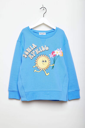 Girl Rounded Collar Sweatshirt Blue front view