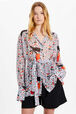 Women Cherry Print Viscose Shirt Baby blue details view 1