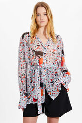 Women Cherry Print Viscose Shirt Baby blue details view 1