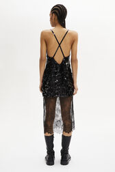 Robe nuisette à bretelles à sequins Noir vue portée de dos