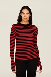 Pull chaussette rayé femme Raye noir/rouge vue de détail 1