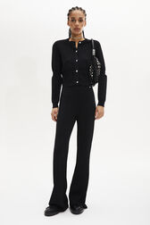 High-Waisted Flared Trousers Black front worn view