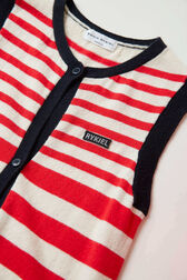 Robe sans manches fille rayée  Rouge/vanille vue de détail 2