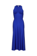 Mid-length jersey dress Royal blue front view