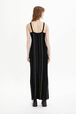 Women Multicolor Striped Pleated Dress Black back worn view