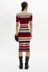 Wool and Lurex Striped Dress Multico striped back worn view