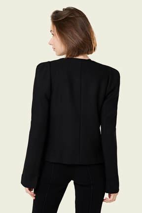 Blouson court noir en laine mélangée Noir vue portée de dos