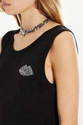 Knitted tank top in merino wool and silk Black details view 1