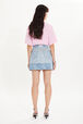 Zebra denim mini skirt Blue back worn view
