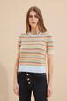 Women Pastel Multicolor Striped Short Sleeve Sweater Multico details view 1