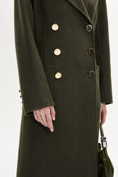 Manteau cintré double boutonnage en laine double face Kaki vue de détail 2