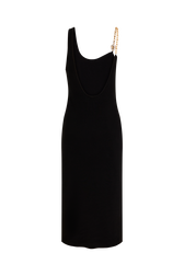 Midi strap dress with chain detail Black back view