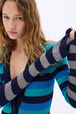 Cardigan long rayé Rayures bleu/silver vue de détail 2