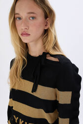 RYKIEL wool and lurex sweater Striped black/gold details view 2