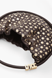 Sac Domino medium en cuir et studs Chocolat vue de détail 3