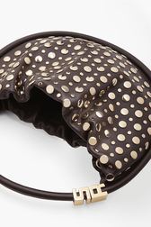 Sac Domino medium en cuir et studs Chocolat vue de détail 3