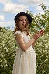 Robe longue à volants fille Blanc vue portée de dos