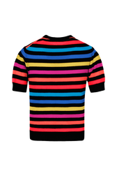 Women Poor Boy Striped Short Sleeve Sweater Multico striped rf back view