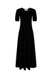 Long knit dress with short sleeves Black front view
