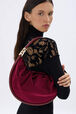 Domino medium velvet bag Claret front worn view