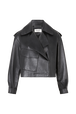 Veste en cuir noire Noir vue de face