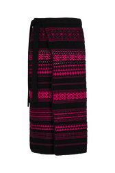 Jupe portefeuille longueur midi Fuchsia vue de face
