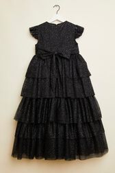 Robe longue à volants fille Noir vue de dos