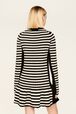 Robe danseuse courte laine et cachemire rayée femme Raye noir/ecru vue portée de dos