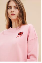 Sweat motif bouche femme Rose vue de détail 2