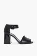 Striped Sandals Black front view
