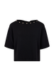 Studded collar top Black front view
