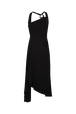 Draped asymmetrical jersey dress Black back view