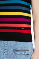 Women Poor Boy Striped Short Sleeve Sweater Multico striped details view 2
