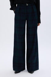 Placket trousers in tartan check Check navy green details view 1