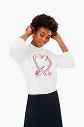 Sweatshirt crop cœur Blanc vue de détail 1