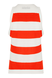 Women Two-Coloured Striped Openwork Tank Top Striped coral/ecru back view