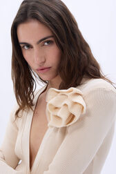 Round neck cardigan with flower detail Vanilla details view 1